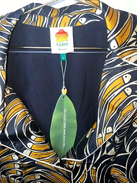 Farm Rio Toucan Spirals Blazer NWT Off White Tropical Print Jacket S - Picture 7 of 16